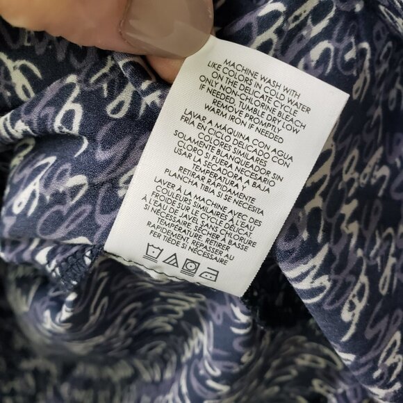 Cabi Te Amo Printed‎ Balloon Sleeve Blouse S Blue Top - Picture 6 of 11